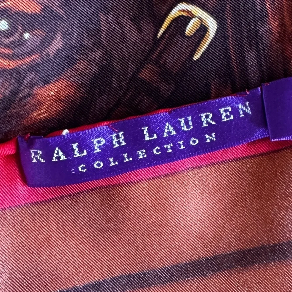 Ralph Lauren Collection Purple Label Equestrian Horse Silk Scarf Shawl 35